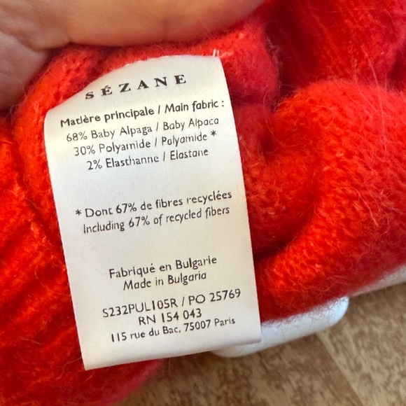 Sezane Amiel Vibrant Red Crew Neck Sweater - Size Small - Picture 4 of 4